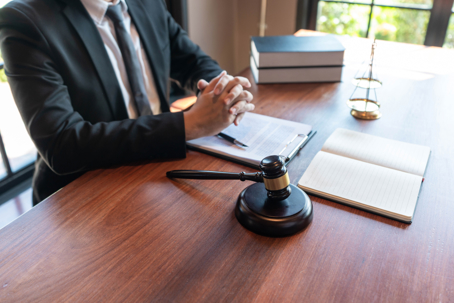 Lawyer sitting at a desk